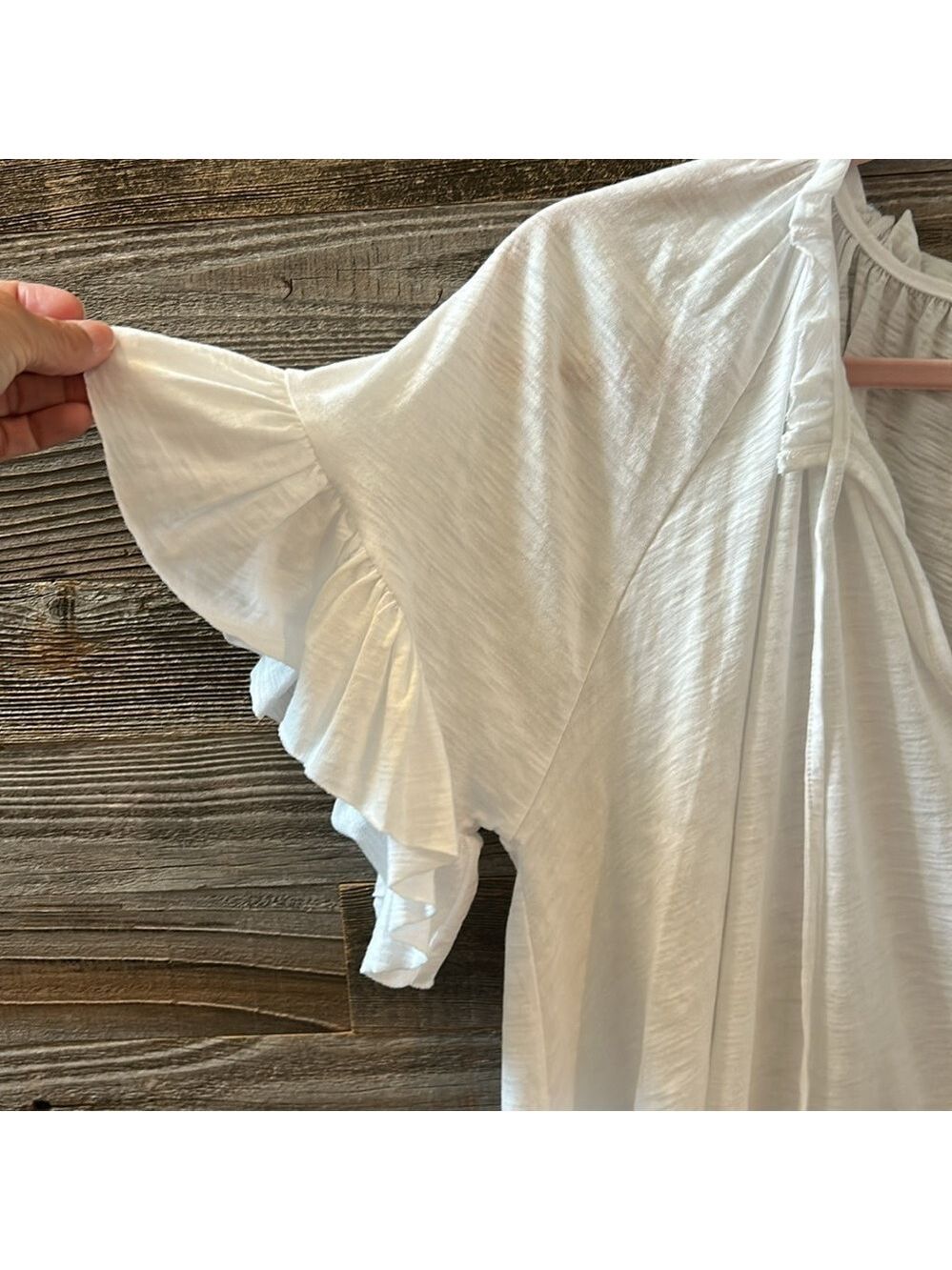 NWT Goldie Lewinter Butterfly Peasant Ruffle Sleeve White 100% Cotton Tee Small - Picture 4 of 10